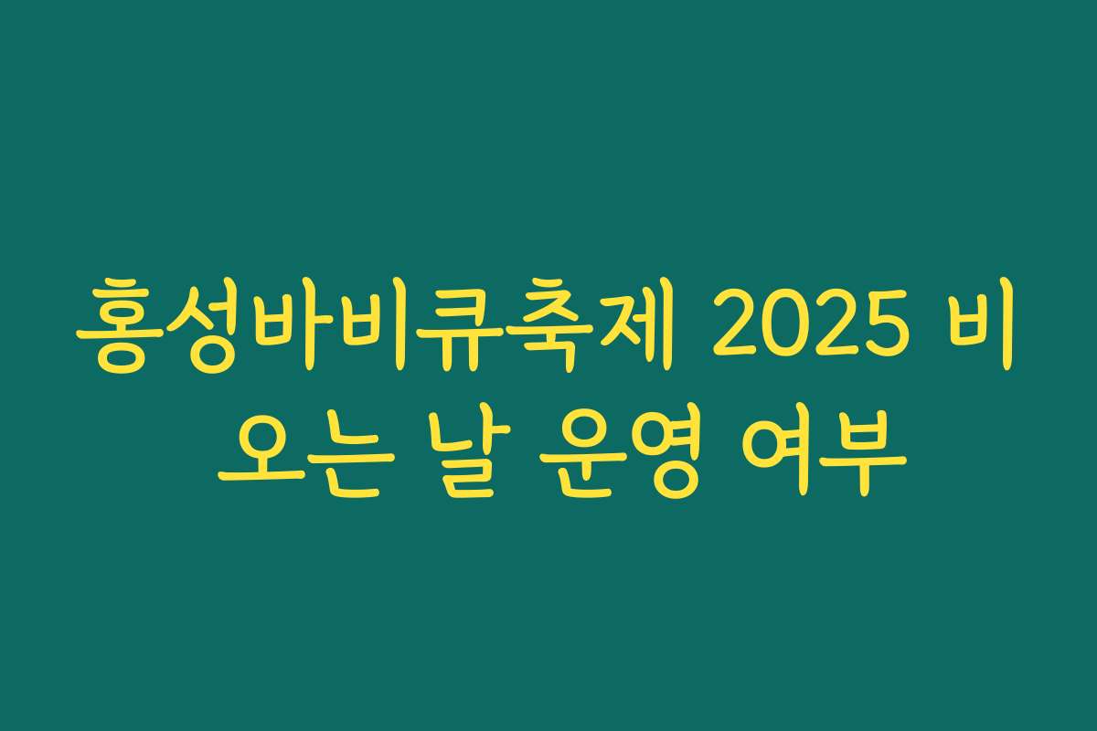 홍성바비큐축제 2025 비 오는 날 운영 여부