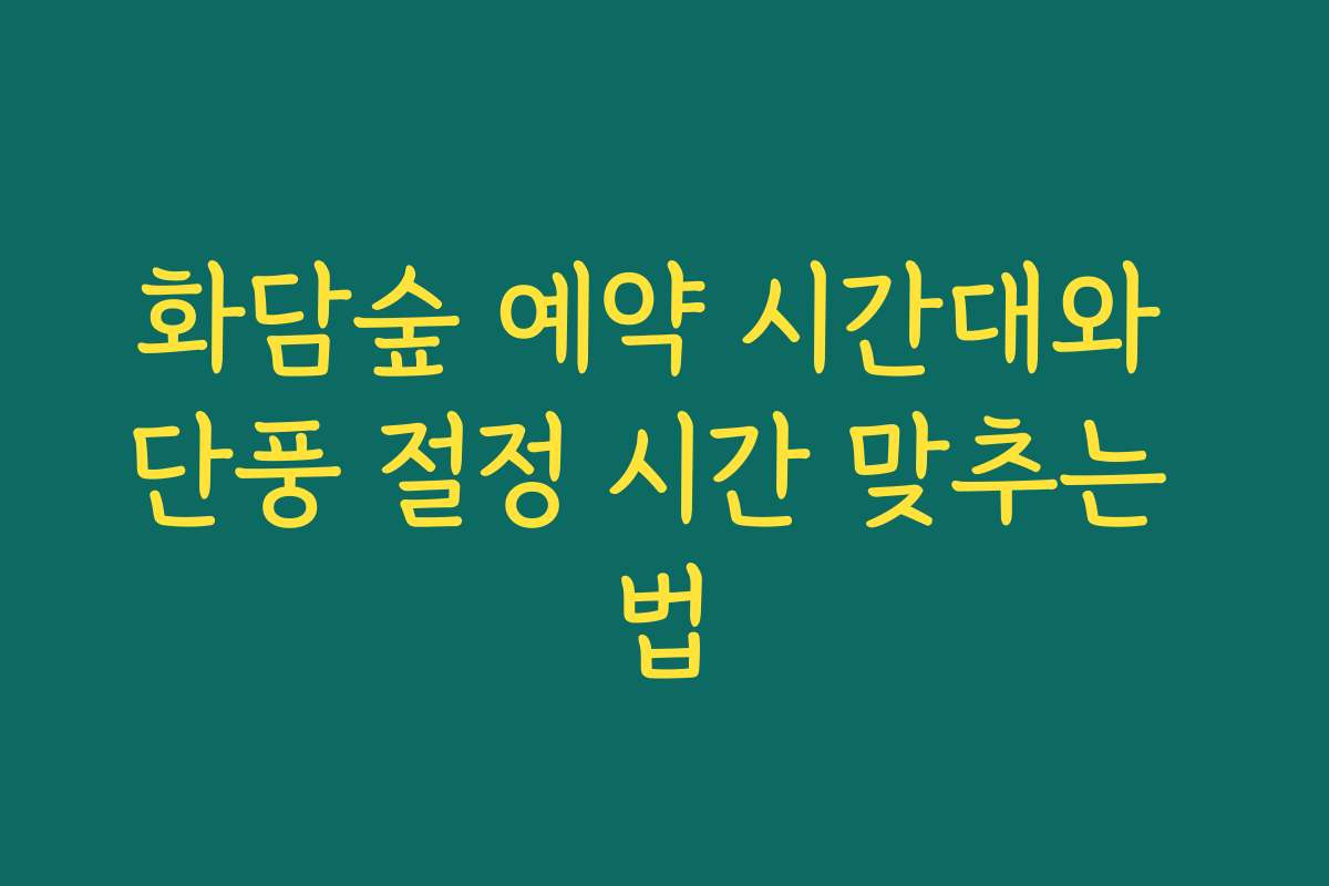 화담숲 예약 시간대와 단풍 절정 시간 맞추는 법