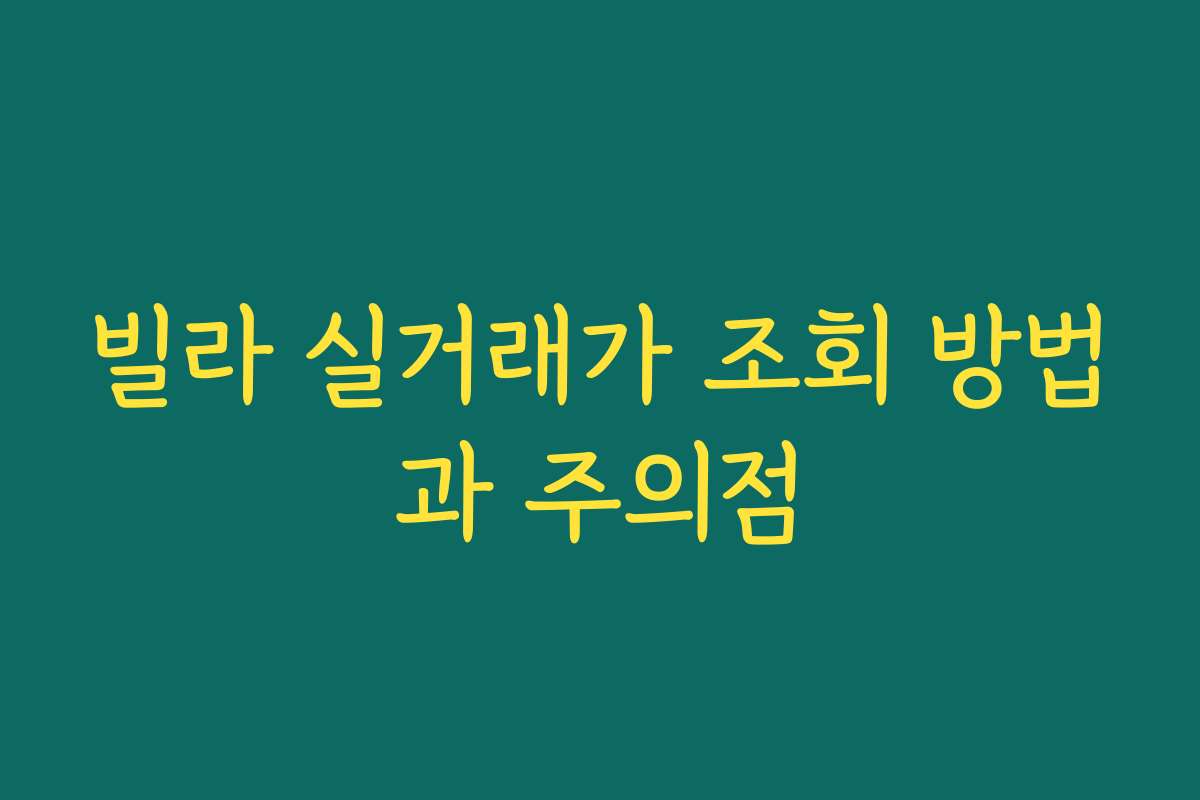 빌라 실거래가 조회 방법과 주의점