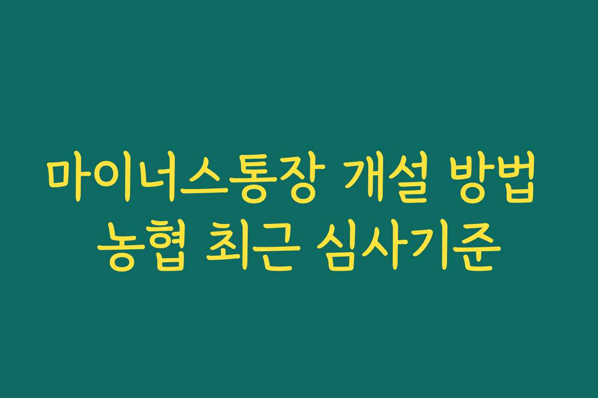 마이너스통장 개설 방법 농협 최근 심사기준
