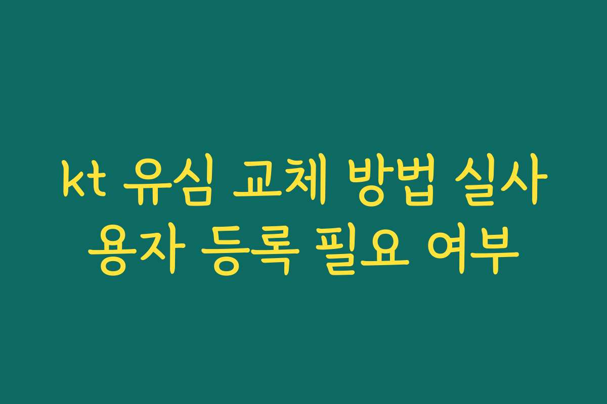 kt 유심 교체 방법 실사용자 등록 필요 여부