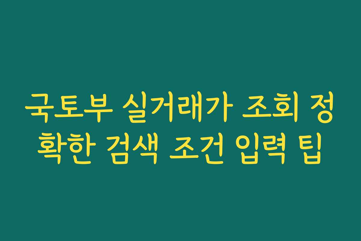 국토부 실거래가 조회 정확한 검색 조건 입력 팁
