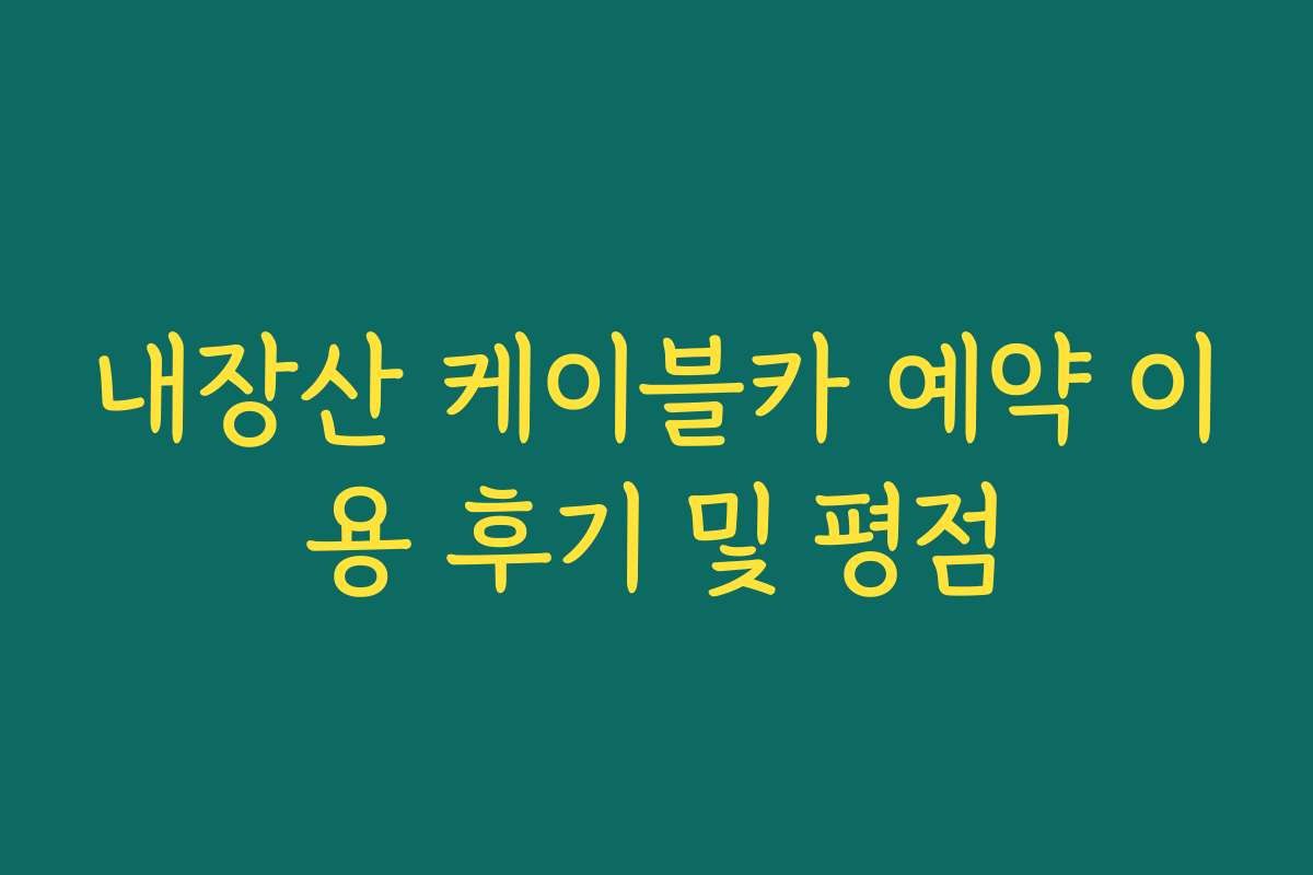 내장산 케이블카 예약 이용 후기 및 평점