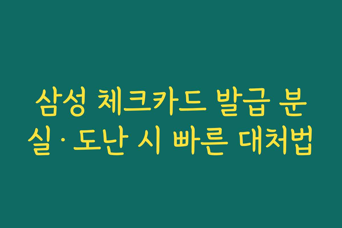 삼성 체크카드 발급 분실·도난 시 빠른 대처법 삼성 체크카드 발급 분실·도난 시 빠른 대처법