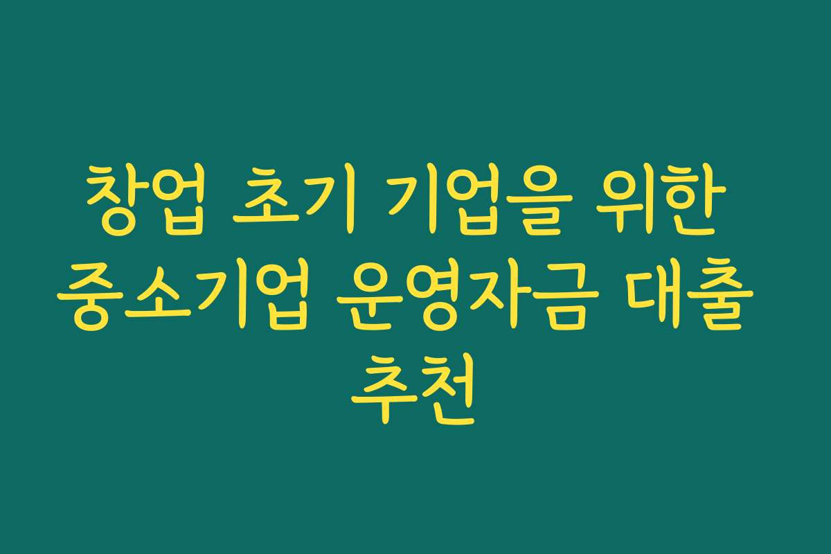 창업 초기 기업을 위한 중소기업 운영자금 대출 추천