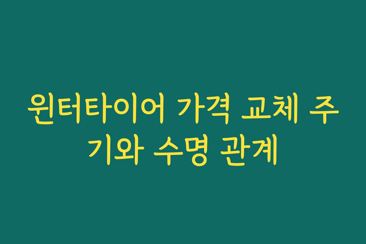 윈터타이어 가격 교체 주기와 수명 관계
