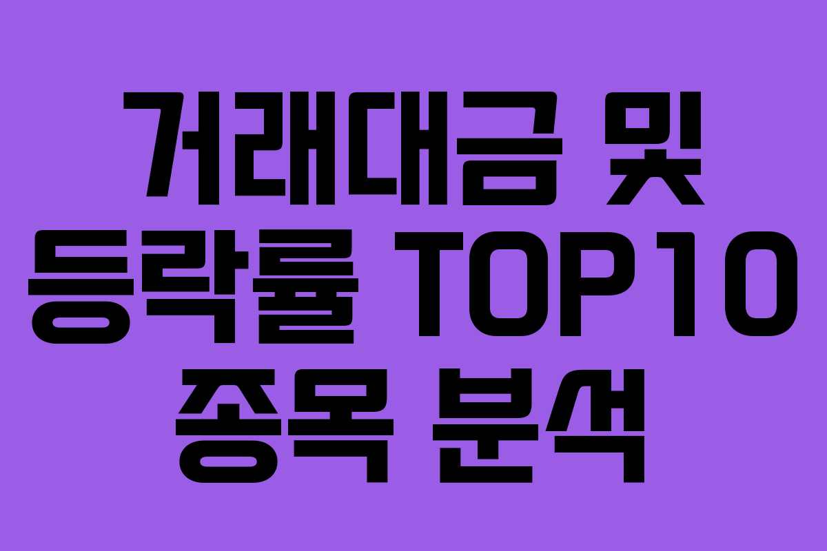 거래대금 및 등락률 TOP10 종목 분석