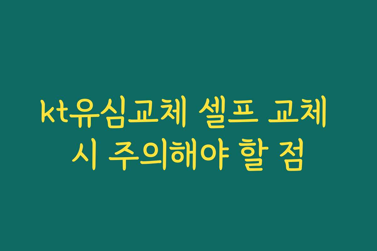 kt유심교체 셀프 교체 시 주의해야 할 점