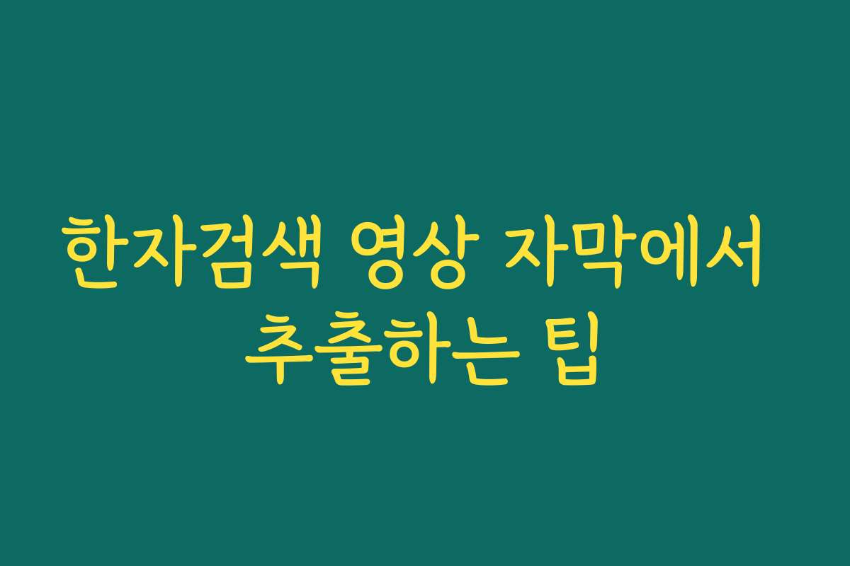 한자검색 영상 자막에서 추출하는 팁 한자검색 영상 자막에서 추출하는 팁