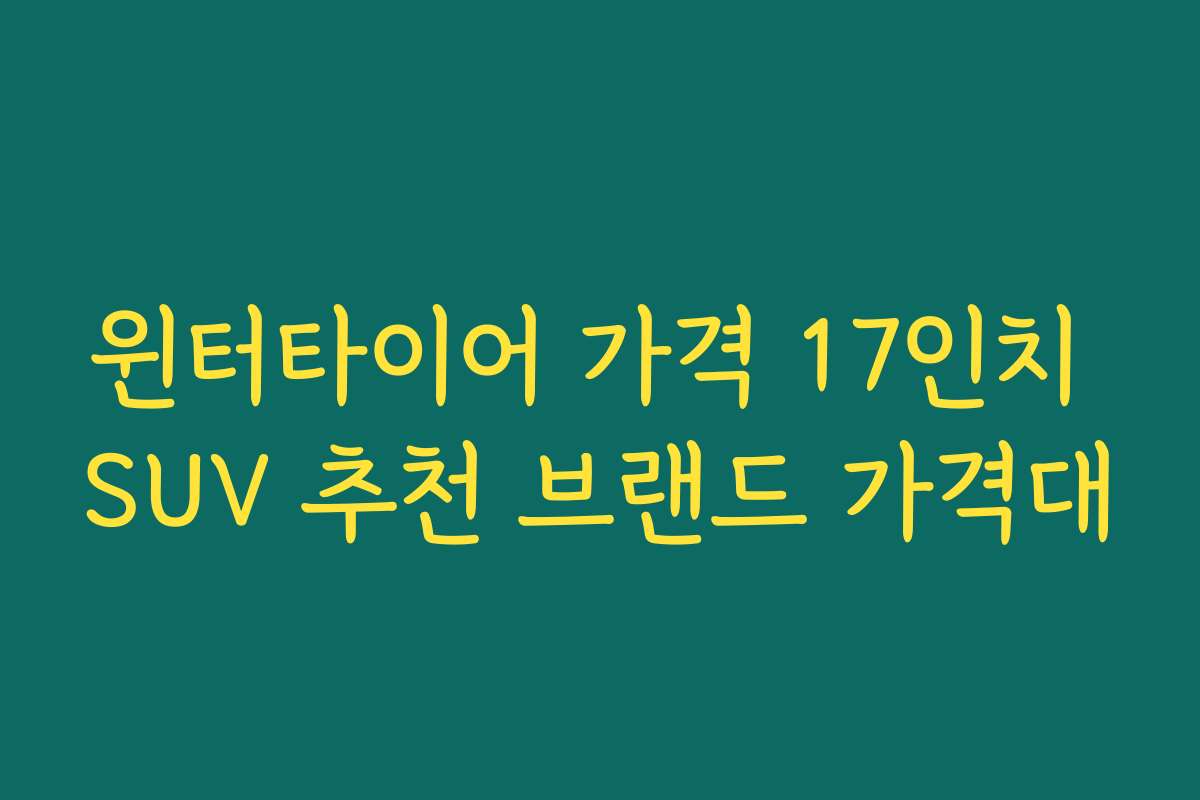 윈터타이어 가격 17인치 SUV 추천 브랜드 가격대