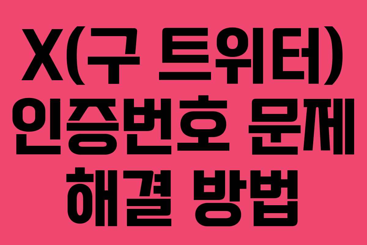 X(구 트위터) 인증번호 문제 해결 방법