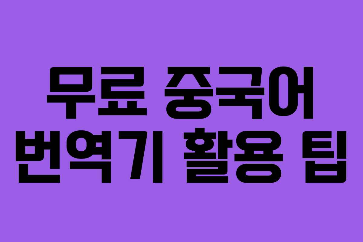 무료 중국어 번역기 활용 팁
