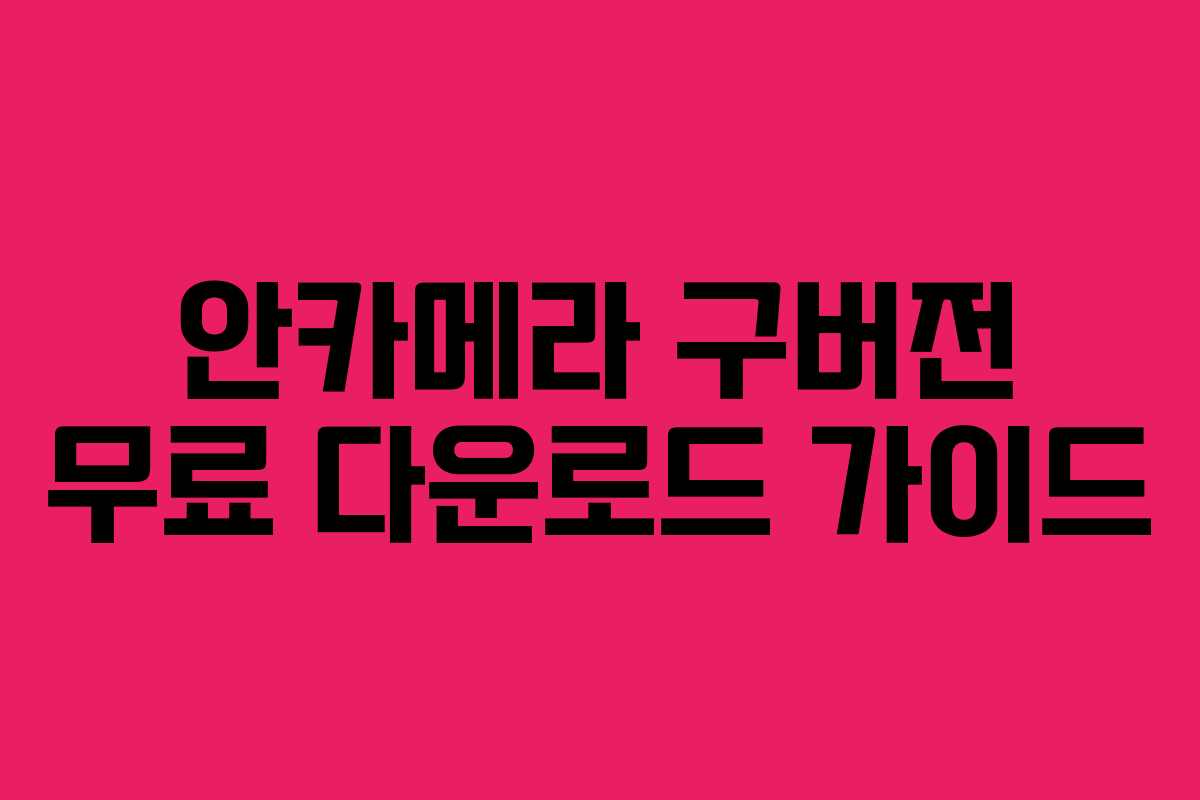 안카메라 구버전 무료 다운로드 가이드 안카메라 구버전 무료 다운로드 가이드