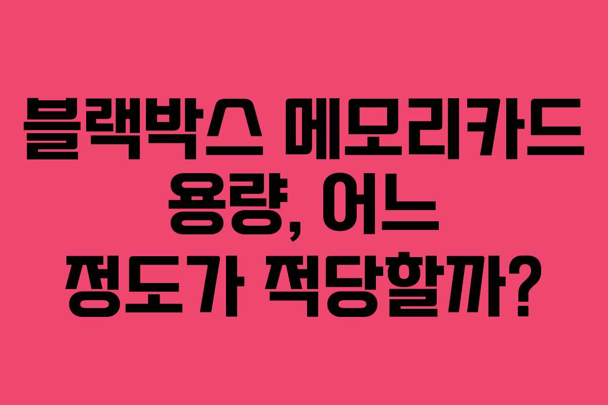 블랙박스 메모리카드 용량, 어느 정도가 적당할까?