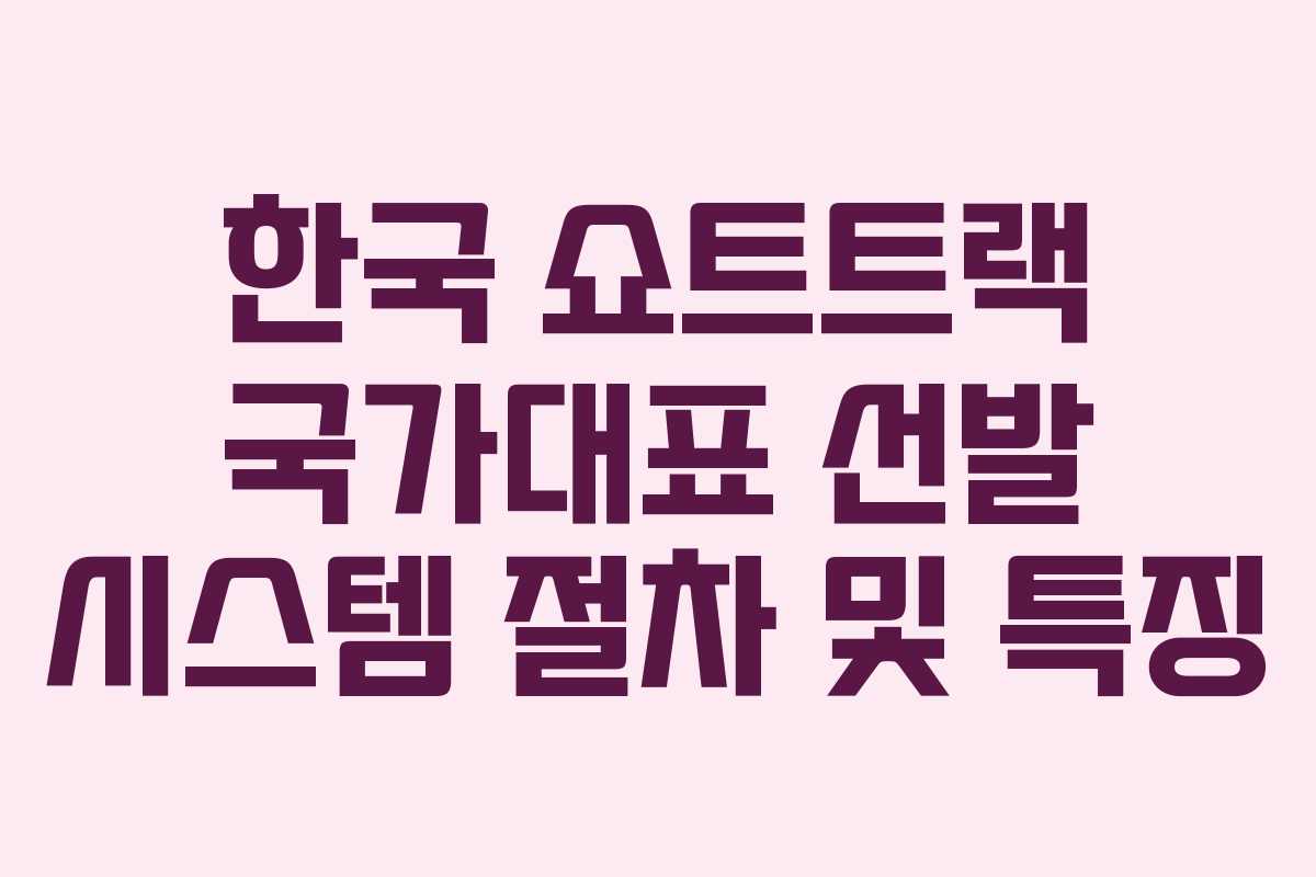 한국 쇼트트랙 국가대표 선발 시스템 절차 및 특징
