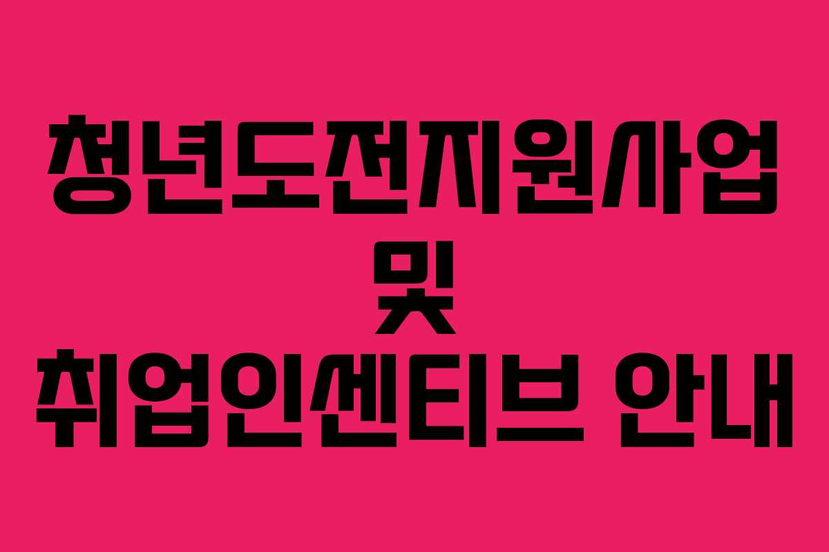 청년도전지원사업 및 취업인센티브 안내