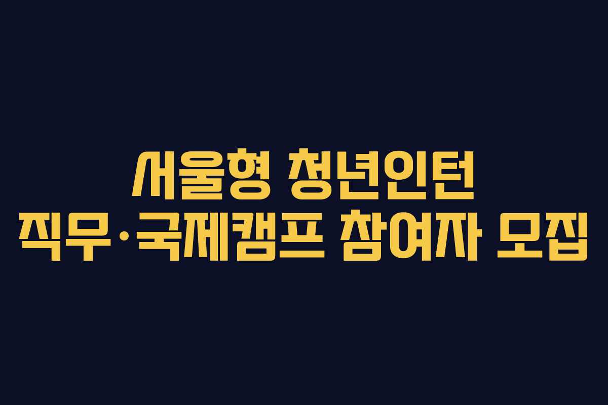 서울형 청년인턴 직무·국제캠프 참여자 모집