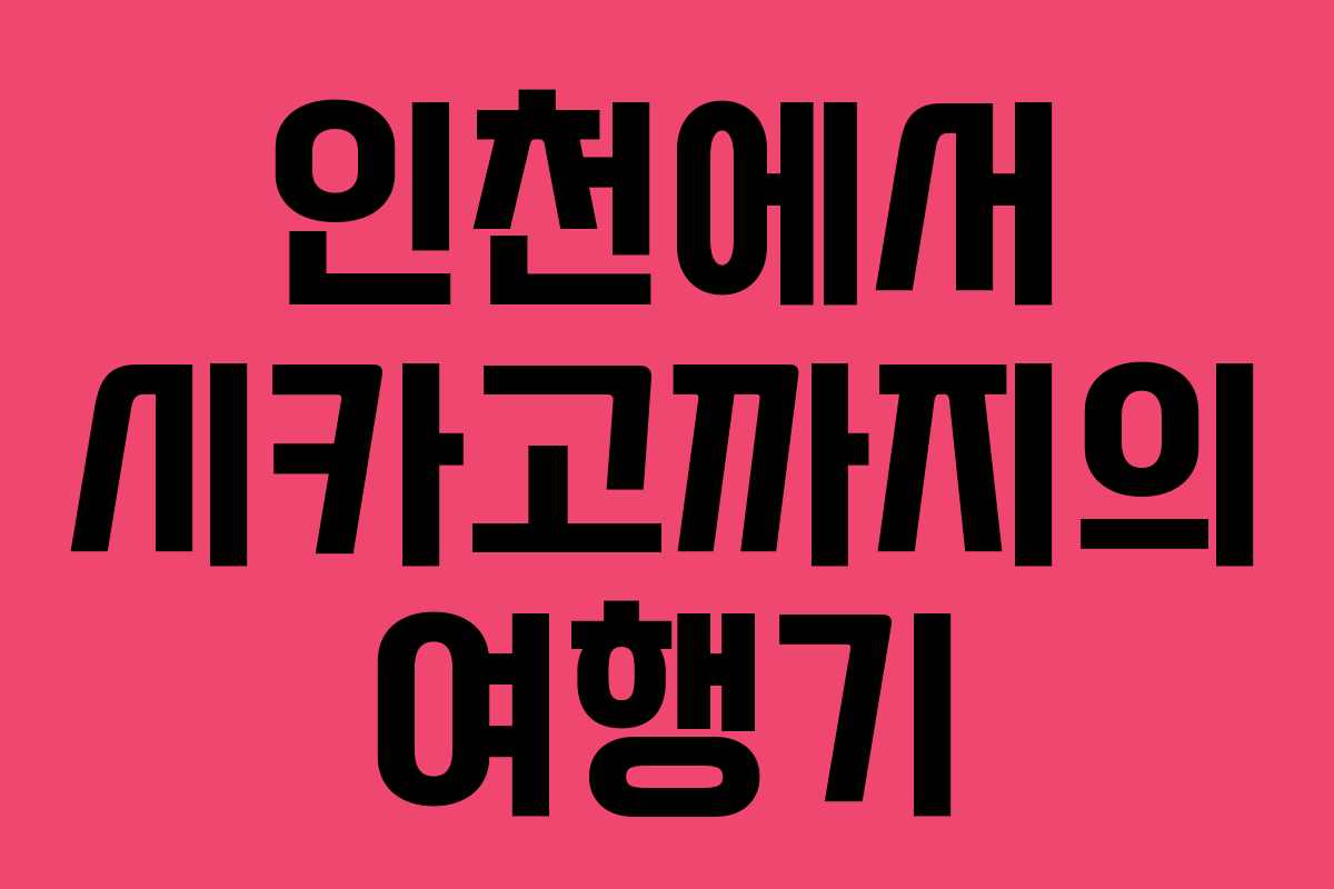 인천에서 시카고까지의 여행기