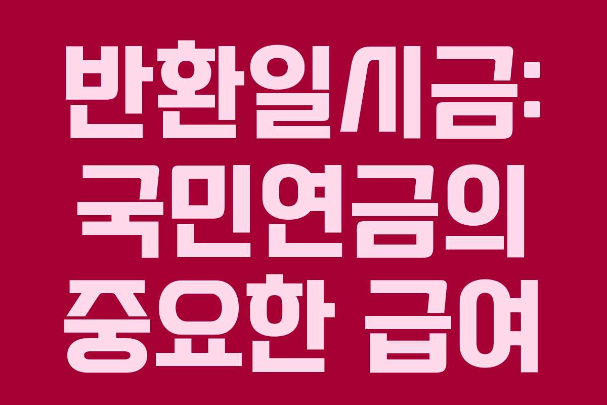 반환일시금: 국민연금의 중요한 급여