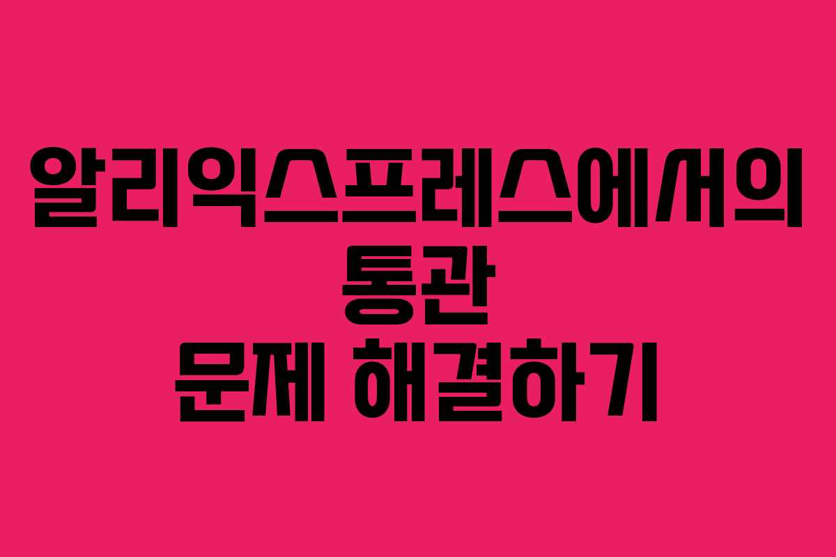 알리익스프레스에서의 통관 문제 해결하기