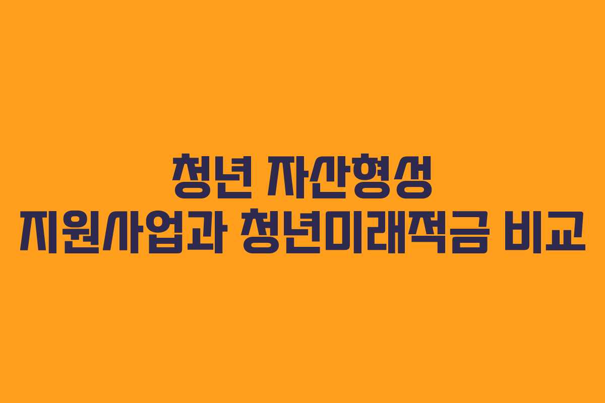 청년 자산형성 지원사업과 청년미래적금 비교