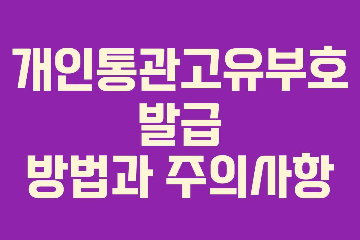 개인통관고유부호 발급 방법과 주의사항