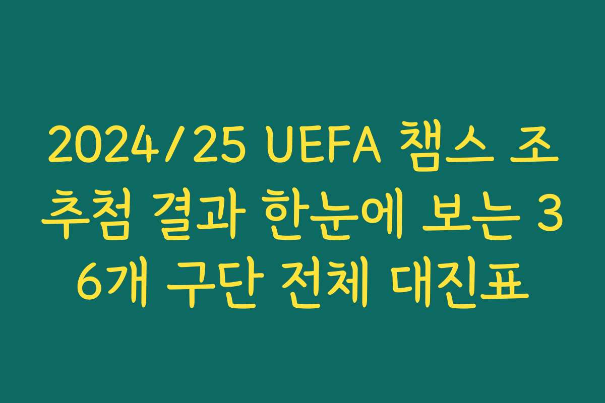 2024/25 UEFA 챔스 조추첨 결과 한눈에 보는 36개 구단 전체 대진표