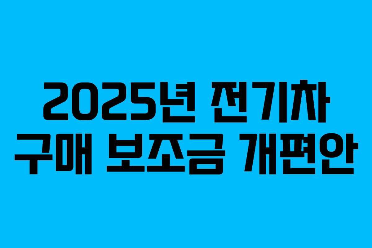 2025년 전기차 구매 보조금 개편안