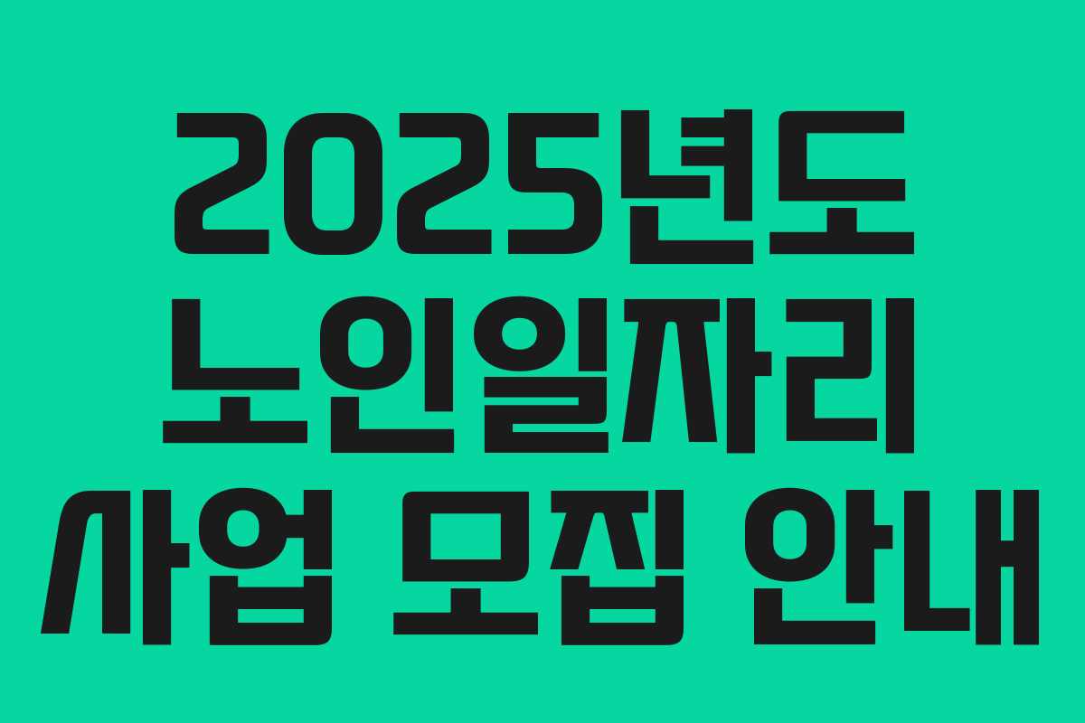 2025년도 노인일자리 사업 모집 안내