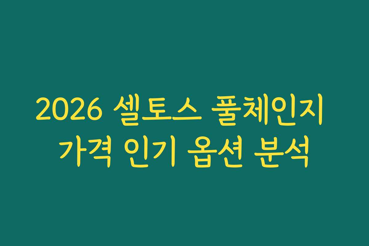 2026 셀토스 풀체인지 가격 인기 옵션 분석