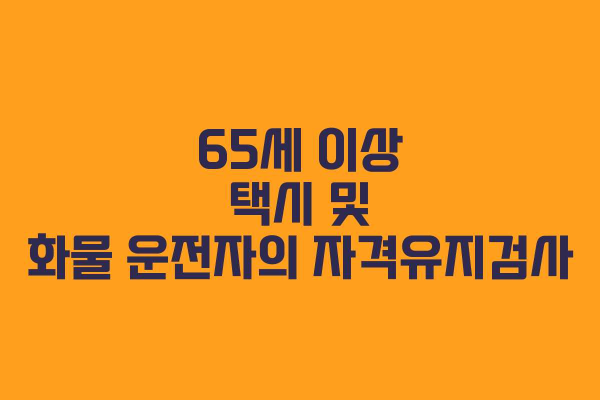 65세 이상 택시 및 화물 운전자의 자격유지검사