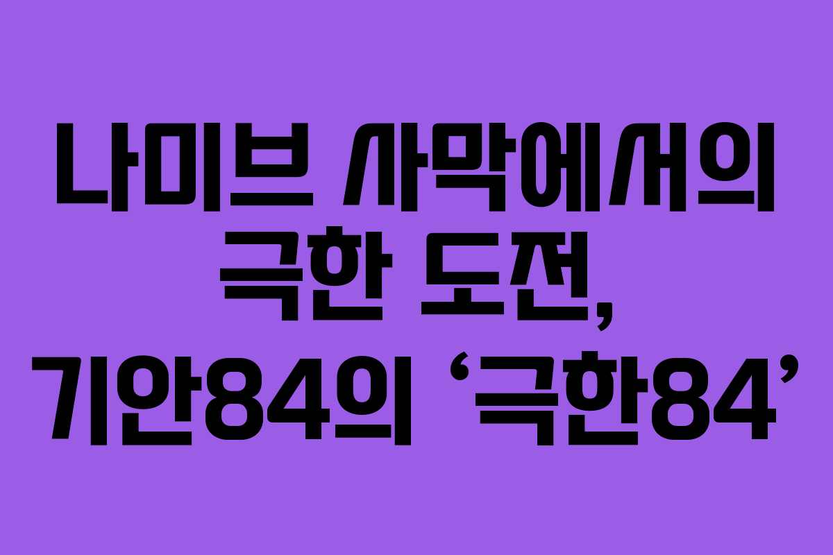 나미브 사막에서의 극한 도전, 기안84의 ‘극한84’
