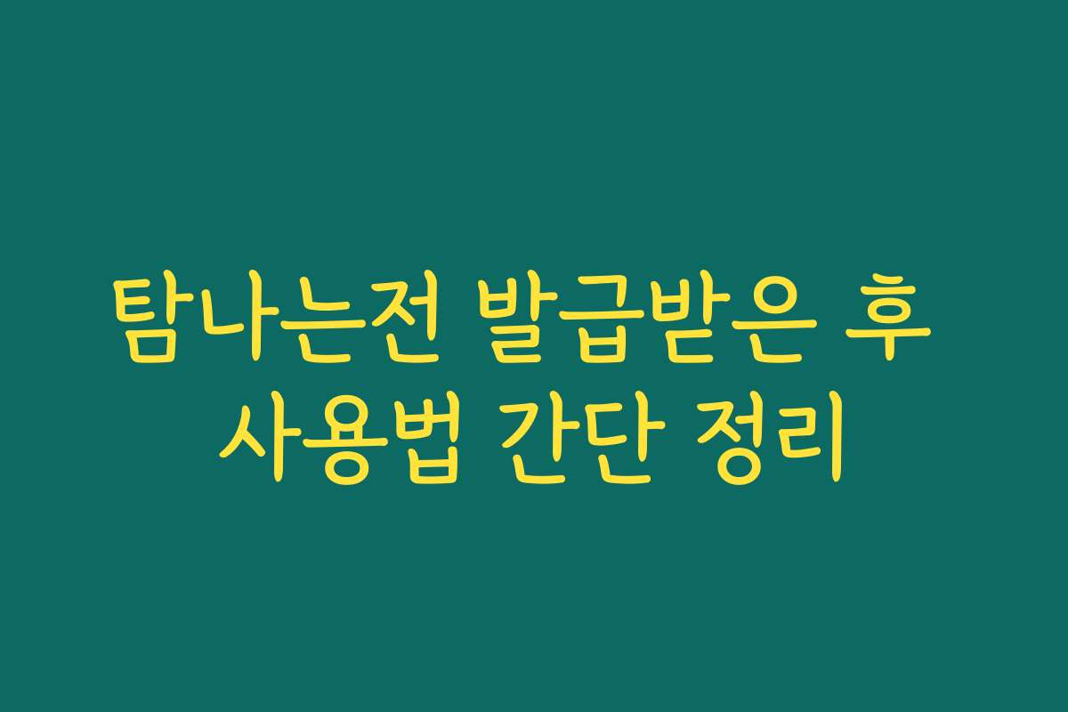 탐나는전 발급받은 후 사용법 간단 정리