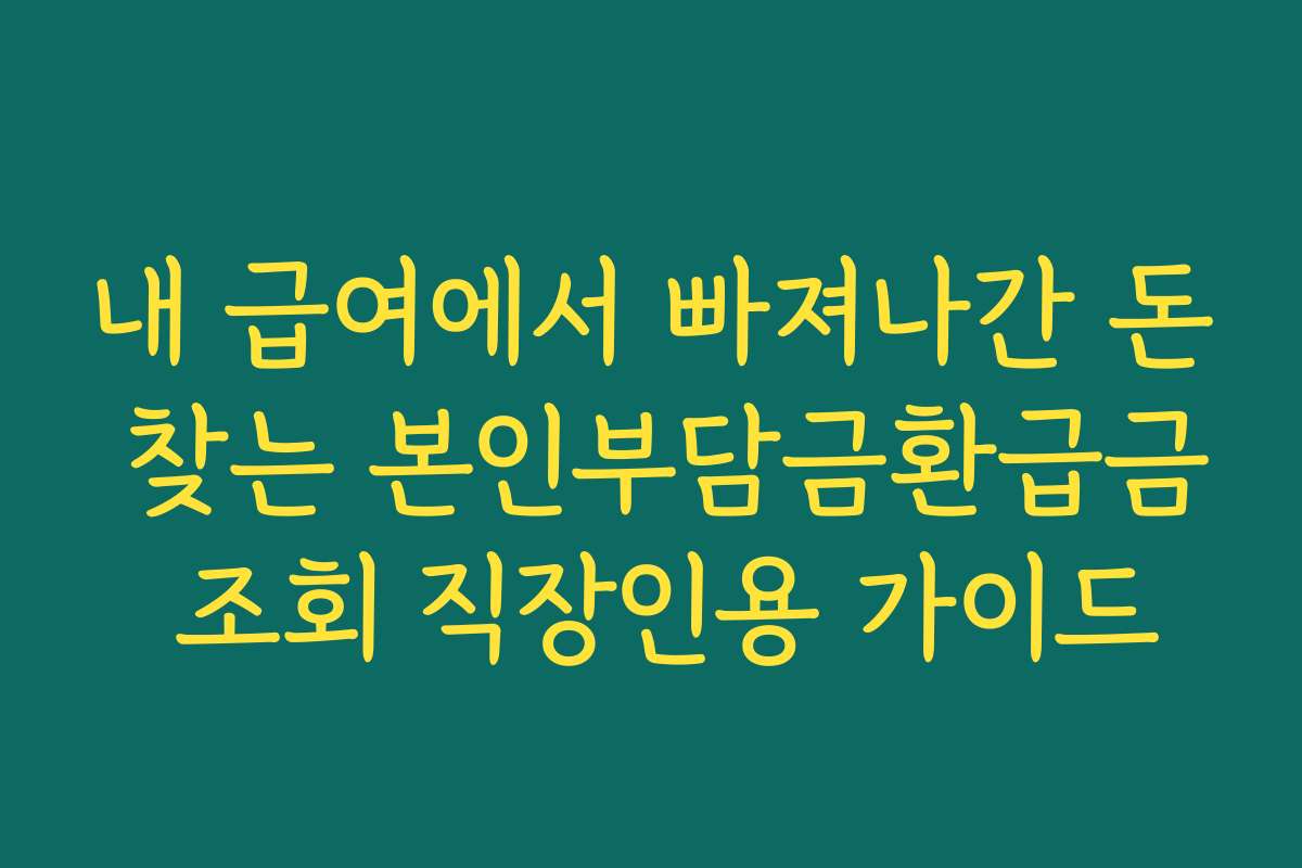 내 급여에서 빠져나간 돈 찾는 본인부담금환급금 조회 직장인용 가이드 내 급여에서 빠져나간 돈 찾는 본인부담금환급금 조회 직장인용 가이드