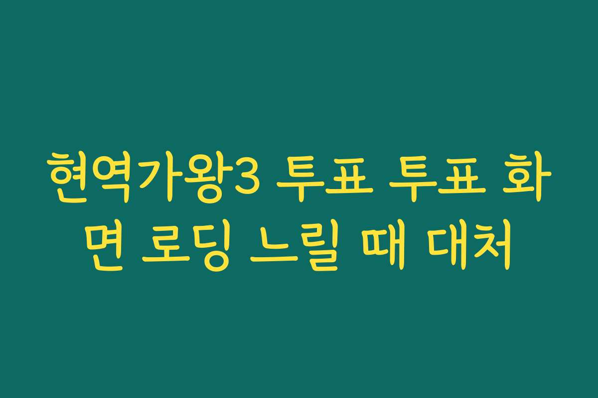 현역가왕3 투표 투표 화면 로딩 느릴 때 대처