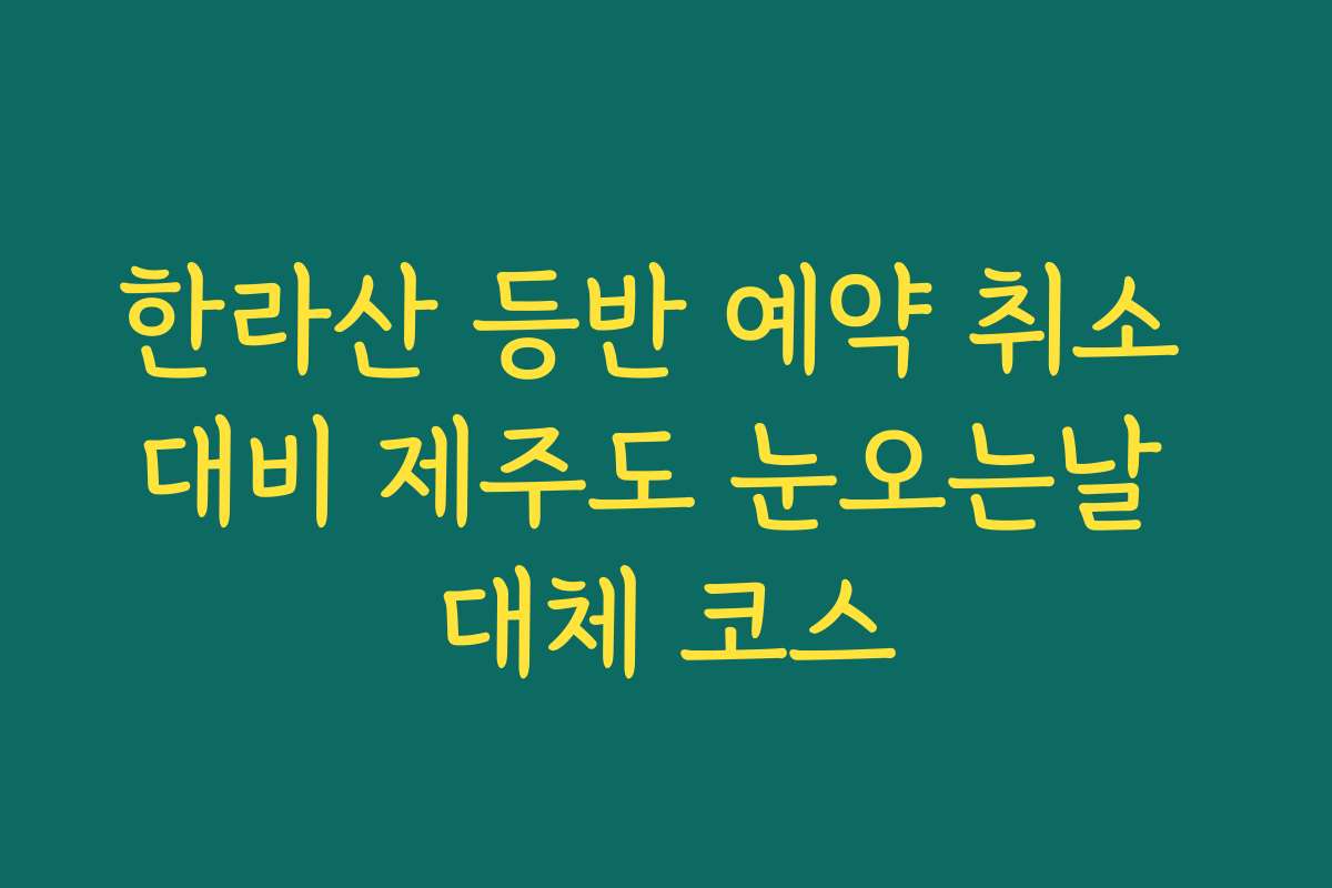 한라산 등반 예약 취소 대비 제주도 눈오는날 대체 코스