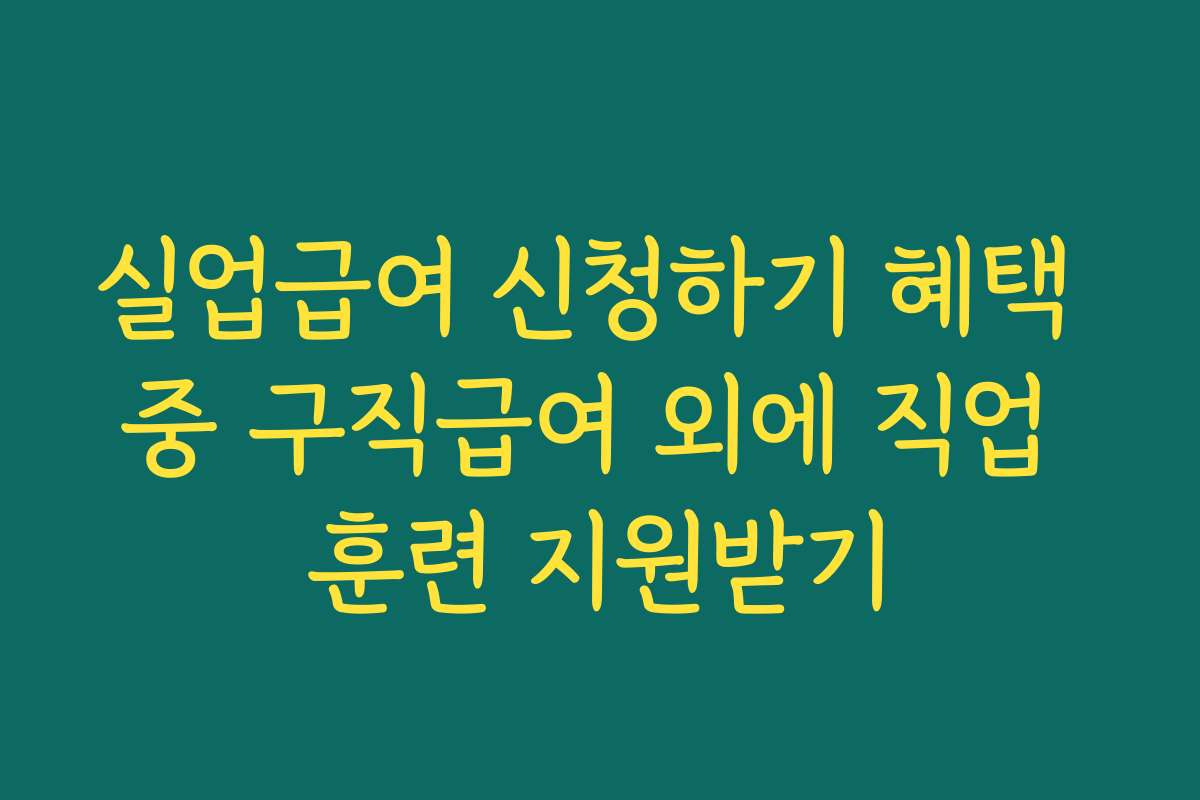 실업급여 신청하기 혜택 중 구직급여 외에 직업 훈련 지원받기