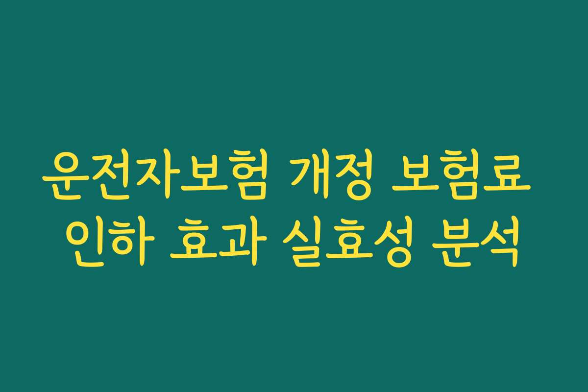 운전자보험 개정 보험료 인하 효과 실효성 분석
