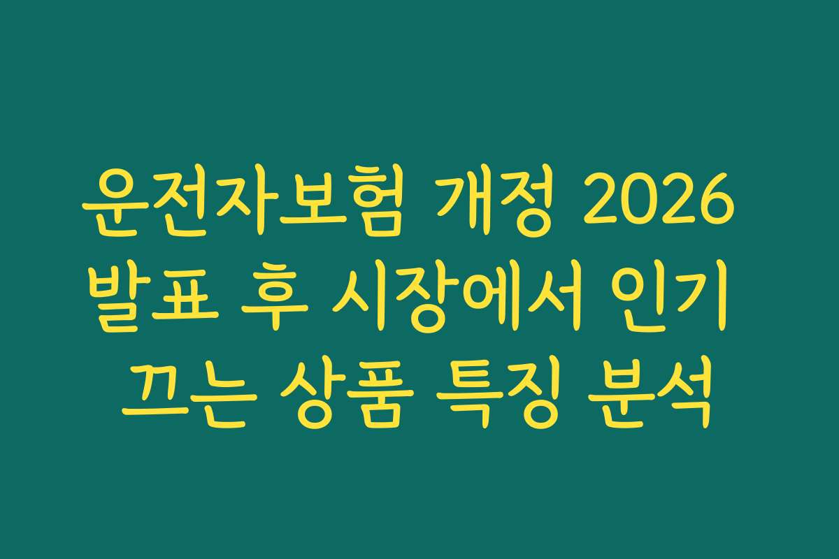 운전자보험 개정 2026 발표 후 시장에서 인기 끄는 상품 특징 분석