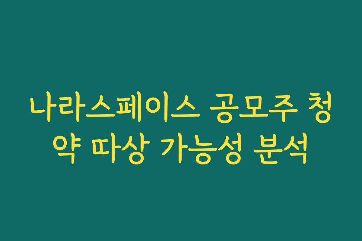 나라스페이스 공모주 청약 따상 가능성 분석
