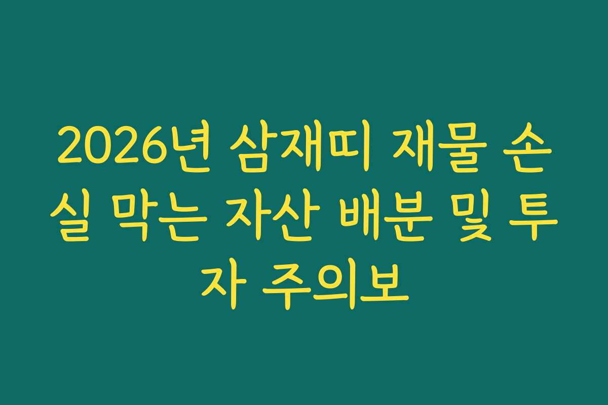 2026년 삼재띠 재물 손실 막는 자산 배분 및 투자 주의보 2026년 삼재띠 재물 손실 막는 자산 배분 및 투자 주의보