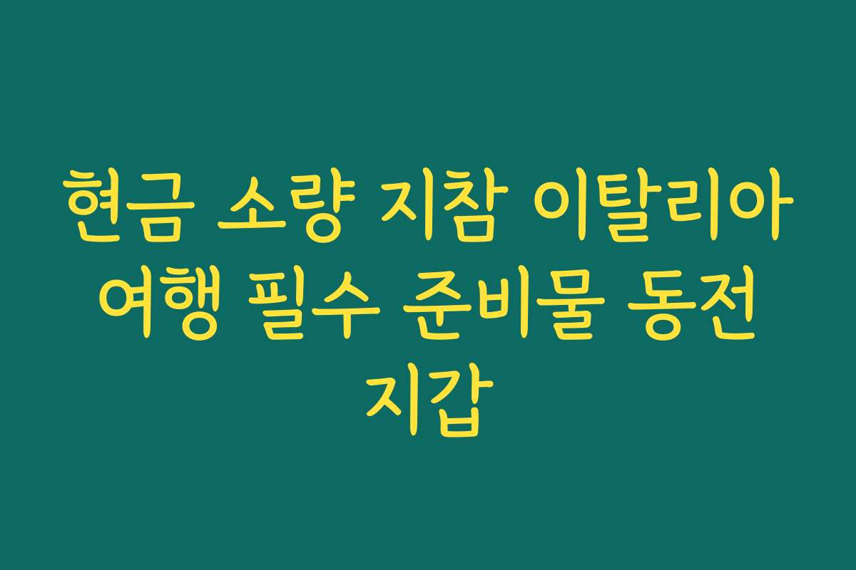 현금 소량 지참 이탈리아 여행 필수 준비물 동전 지갑