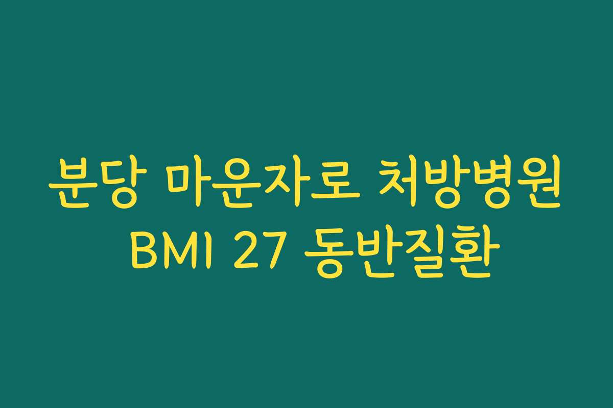 분당 마운자로 처방병원 BMI 27 동반질환