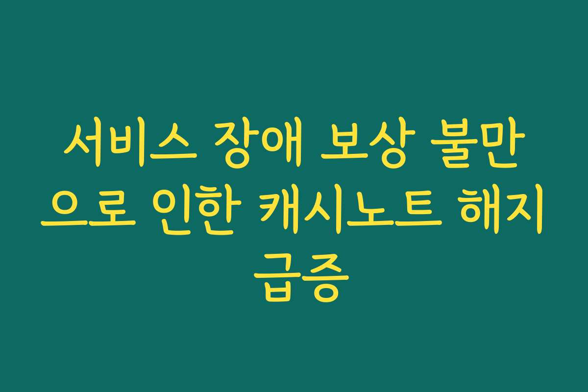 서비스 장애 보상 불만으로 인한 캐시노트 해지 급증