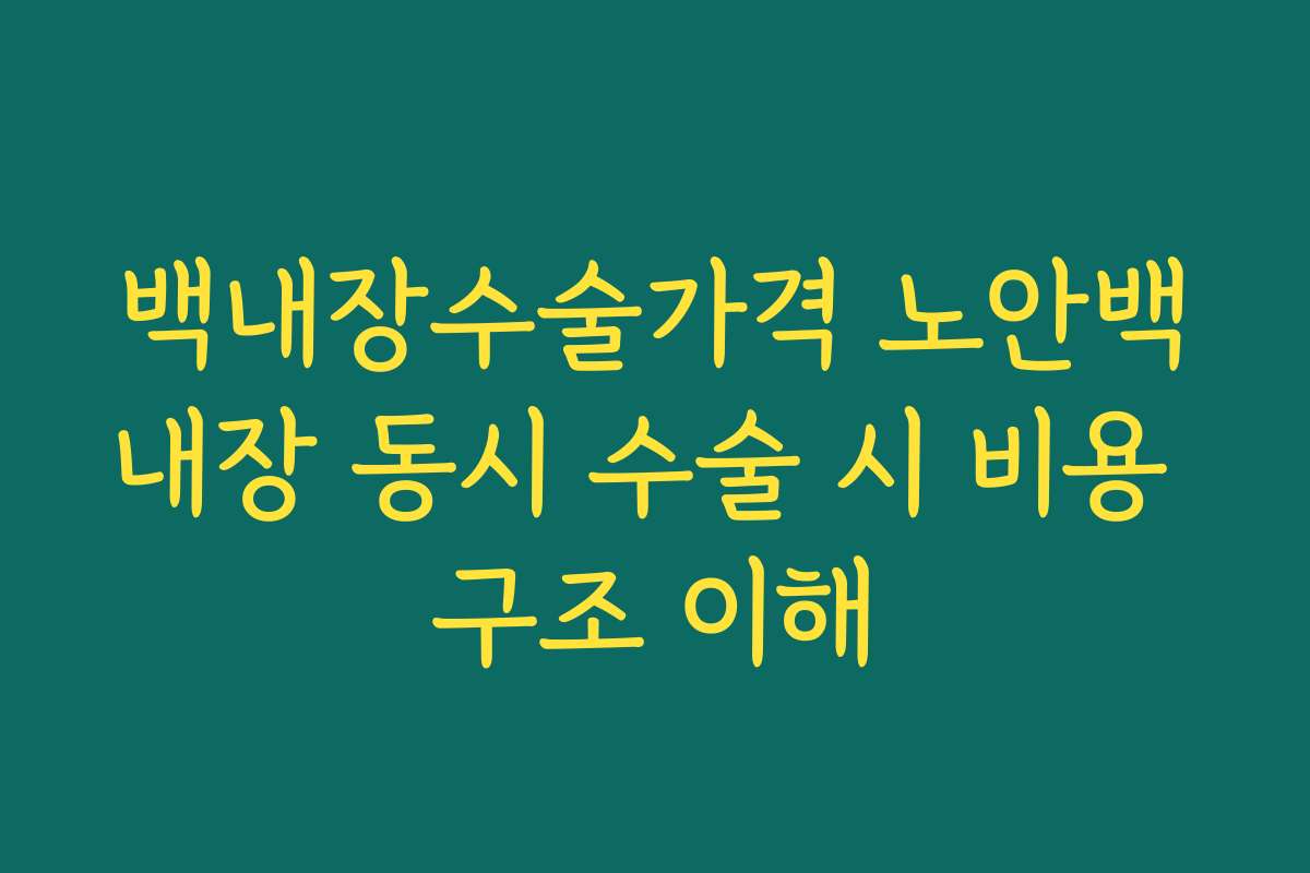 백내장수술가격 노안백내장 동시 수술 시 비용 구조 이해