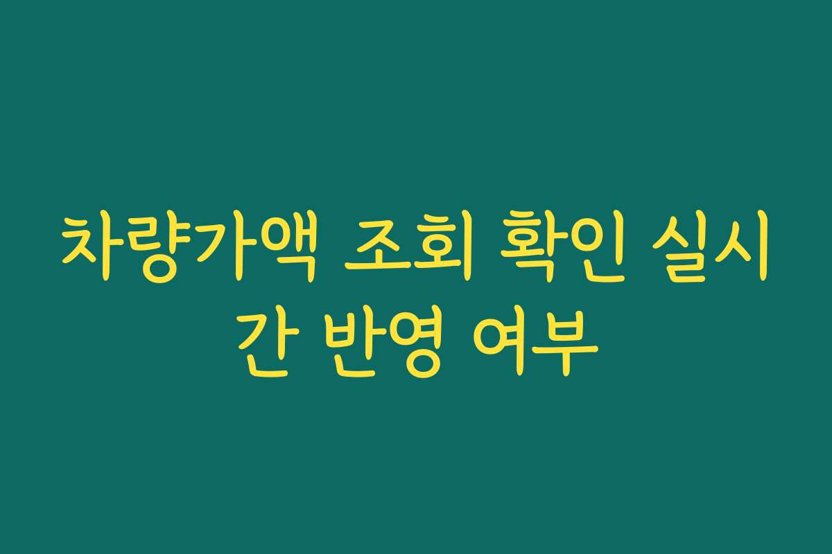 차량가액 조회 확인 실시간 반영 여부