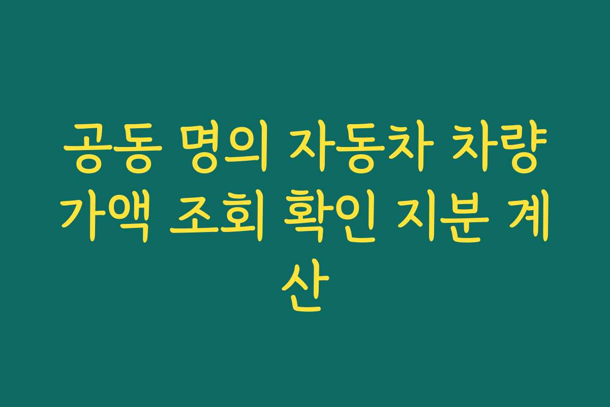 공동 명의 자동차 차량가액 조회 확인 지분 계산