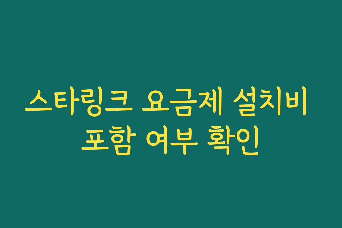 스타링크 요금제 설치비 포함 여부 확인