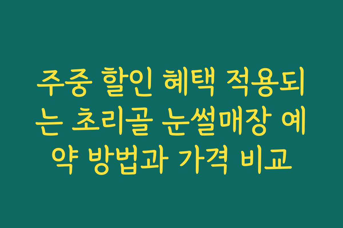 주중 할인 혜택 적용되는 초리골 눈썰매장 예약 방법과 가격 비교