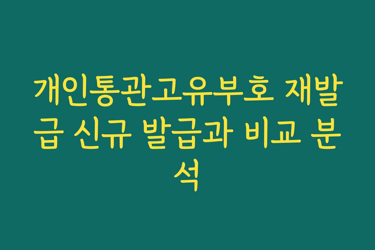 개인통관고유부호 재발급 신규 발급과 비교 분석